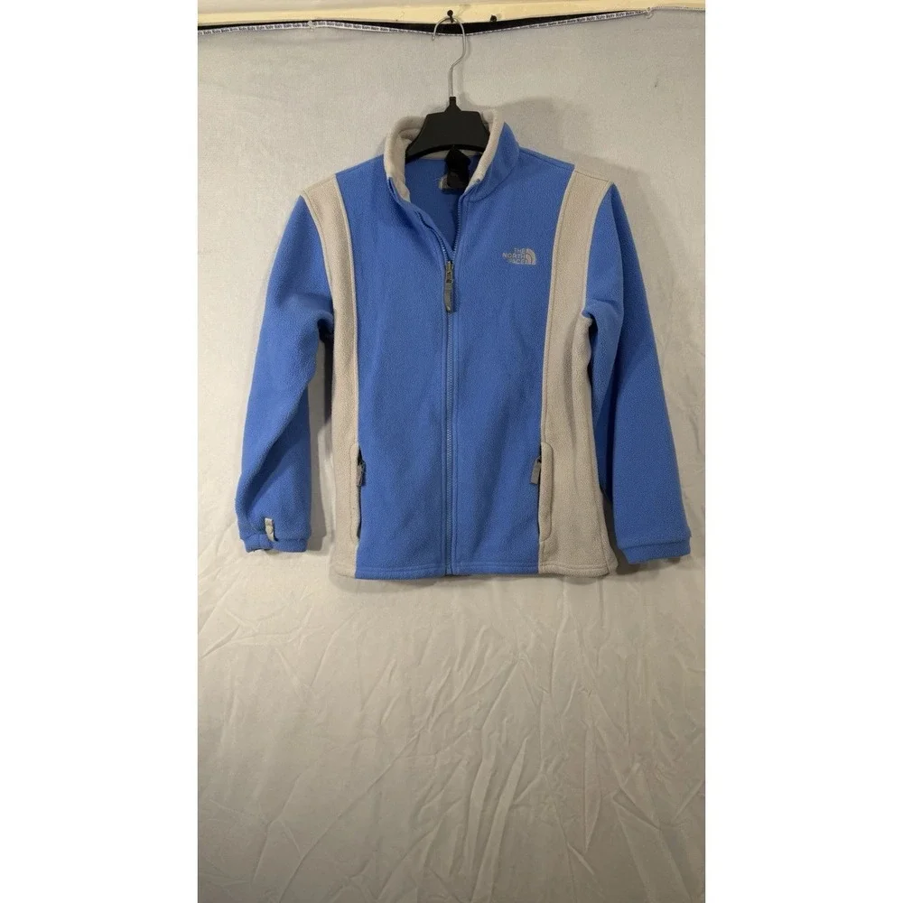 The‎ North Face Classic Fleece Jacket Girls Size L Light Blue Gray Fleece